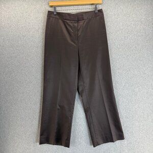 Lafayette 148 New‎ York Brown Trousers Pants Satin Straight Leg Womens Size 8